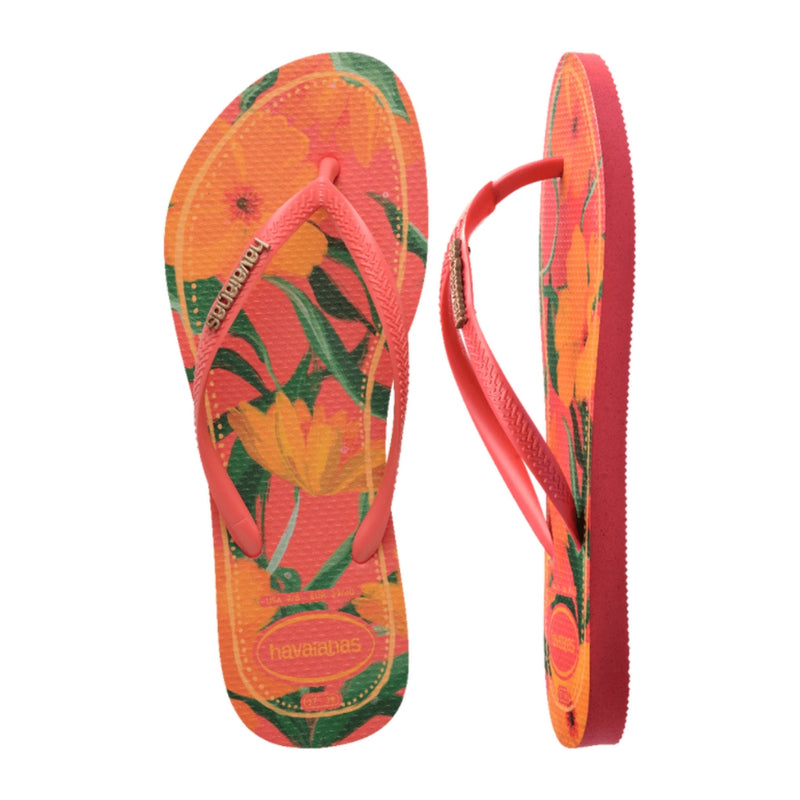 Chinelo Havaianas Feminina Slim Coral Tropical Original Lançamento Promoção