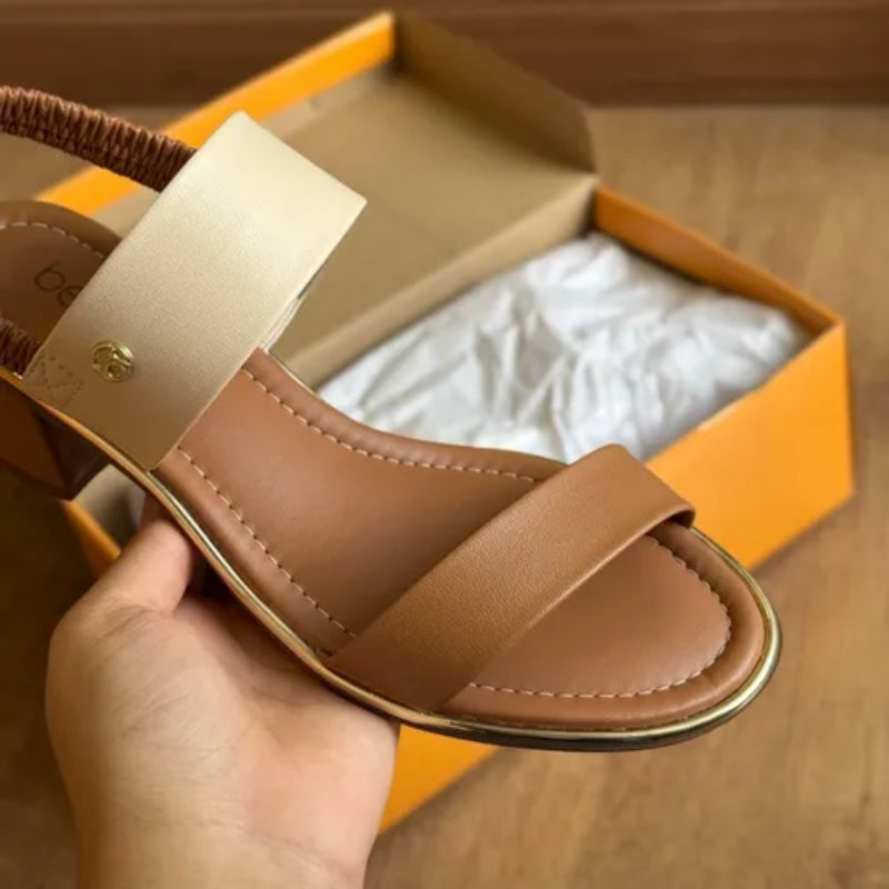 Sandália Feminina Salto Baixo Grosso Elastico Casual Beira Rio