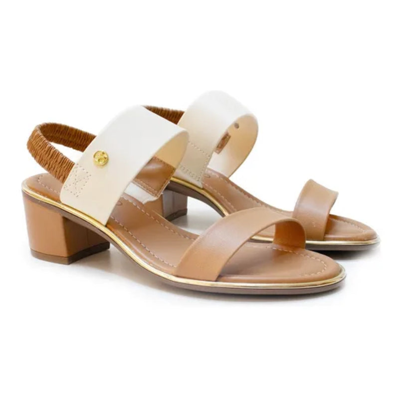 Sandália Feminina Salto Baixo Grosso Elastico Casual Beira Rio