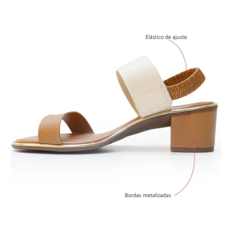 Sandália Feminina Salto Baixo Grosso Elastico Casual Beira Rio
