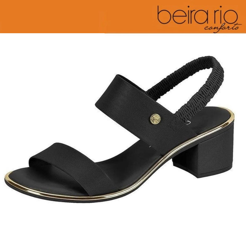 Sandália Feminina Salto Baixo Grosso Elastico Casual Beira Rio