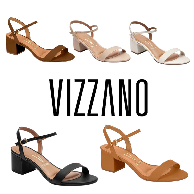 Sandália Feminina Casual Vizzano Salto Grosso Baixo Bloco Confortável Original Com Fivela