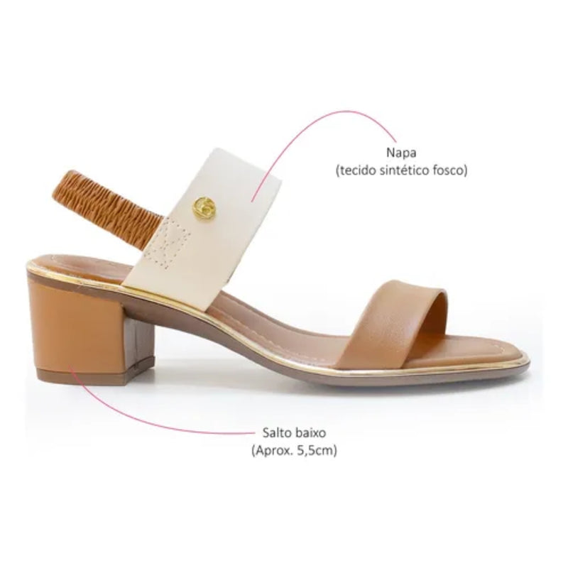 Sandália Feminina Salto Baixo Grosso Elastico Casual Beira Rio