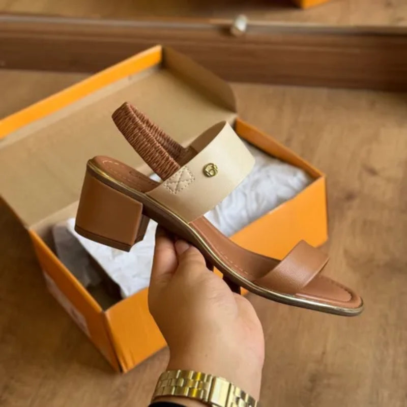 Sandália Feminina Salto Baixo Grosso Elastico Casual Beira Rio